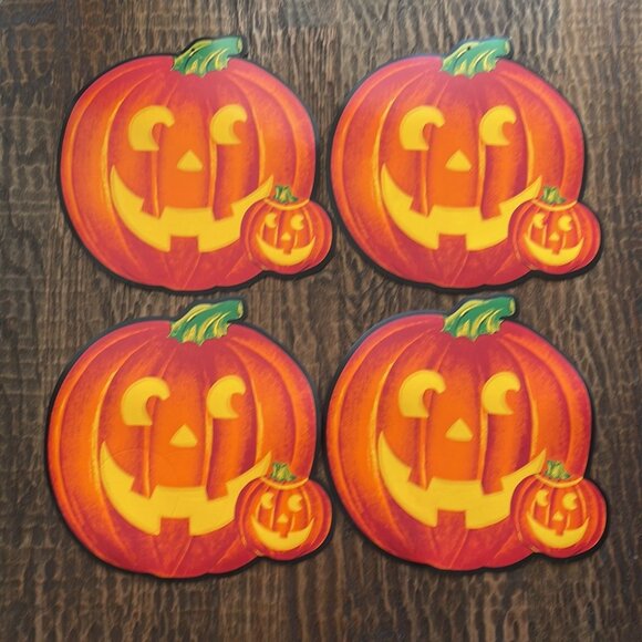 Set of 6 Linens-n-Things Spooky Lantern Pumpkin Jack-o'-lantern Table Placemats - Picture 3 of 14